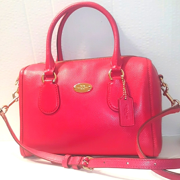 ☆Gorgeous ☆Brand New COACH Ruby Pink Leather Mini Bennett Satchel X-Body - Picture 13 of 16